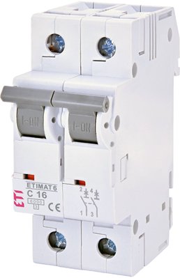 Автоматический выключатель ETI ETIMAT 6 2p С 16А (6 kA) 2143516 2143516 фото