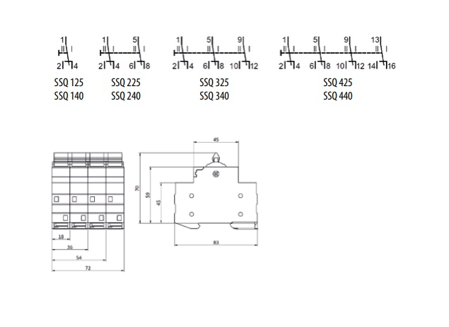 Перемикач вводу резерву 1-0-2  генератора мережа ETI SSQ240, I-0-2 2-пол., 40А/230В  /2421425  2421425 фото